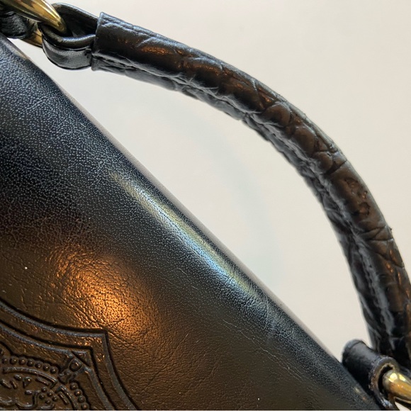 Vintage High End BELLE ROSE Black Leather Briefcase Attaché Purse Hand Bag RARE - Picture 9 of 16